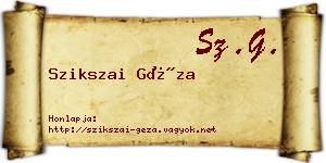 Szikszai Géza névjegykártya