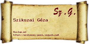 Szikszai Géza névjegykártya